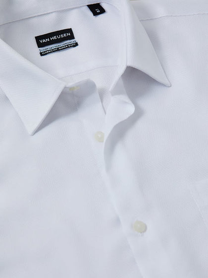 VAN HEUSEN VSS47B_R Plain Dobby Shirt - White