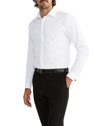 VAN HEUSEN Dobby Check VTS47D_R French Cuff Business Shirt - White