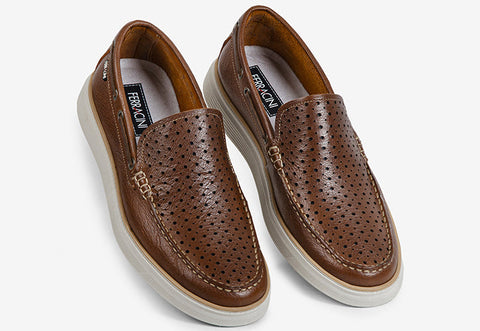 FERRACINI Valen Leather Slip On Loafer - Tan