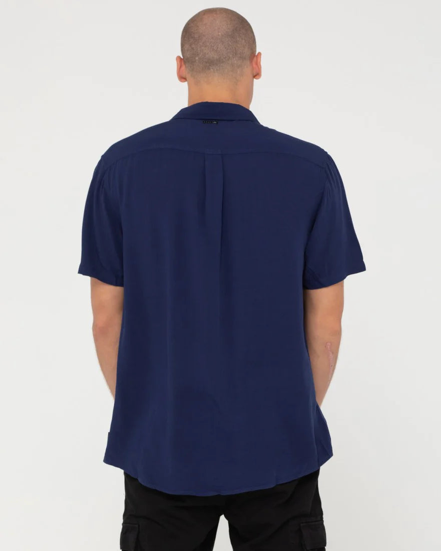 RUSTY Overtone Short Sleeve Linen Shirt - Blue Depths – E-Male Store