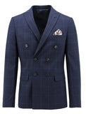 CHRISTIAN BROOKES W23CB760-11 Double Breasted Navy Plaid Suit