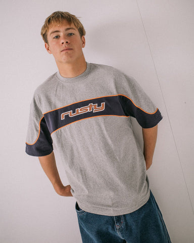 RUSTY Kinetic Short Sleeve Heavy Tee - Grey Marle