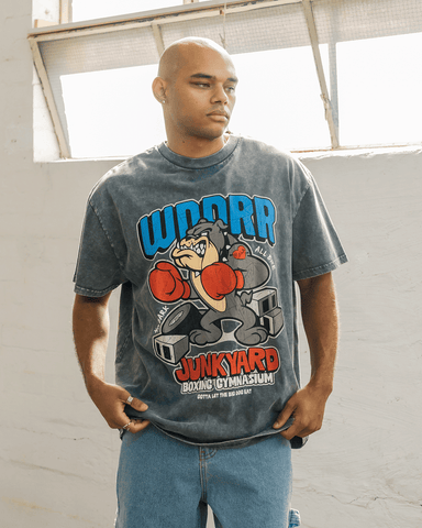 WNDRR JUNKYARD BOX FIT TEE - WASHED GREY