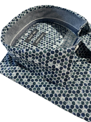 BACK BAY G580218 Stretch Print L/S Shirt - Moss