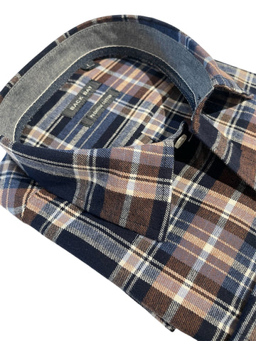 BACK BAY G580210 Brushed Cotton Plaid L/S Shirt - Denim