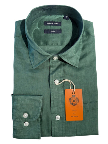 BACK BAY G660225 L/S LINEN SHIRT - Evergreen
