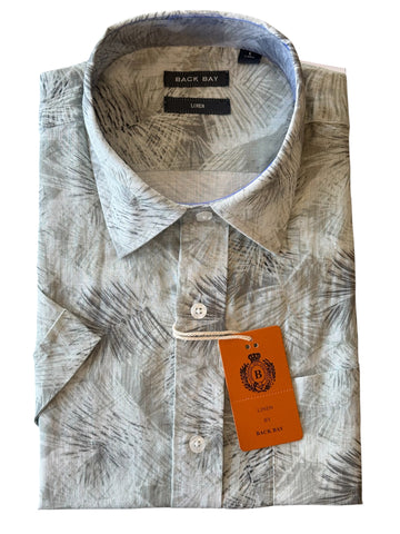 Back Bay G680228 Linen Print S/S Shirt - Mist