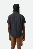 BRIXTON Charter Organic Cotton Linen Blend Shirt - Washed Black