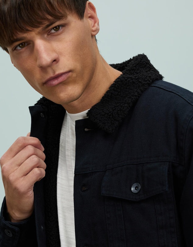 BRIXTON CABLE SHERPA LINED TRUCKER JACKET - Black – E-Male Store