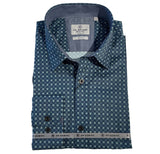 AK DEMIRE AK-555 L/S Geo Print Shirt - Blue/Green