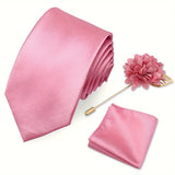 E-MALE Three Piece Tie, Hank + Flower Set