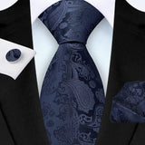 E-MALE Three Piece Tie, Hank + Cufflink Set