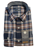 BACK BAY G580210 Brushed Cotton Plaid L/S Shirt - Denim