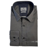 AK DEMIRE AK-557 L/S Geo Print Shirt - Blue/Grey