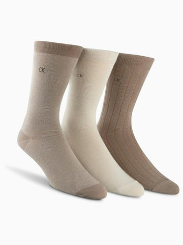 CALVIN KLEIN ECC173 Birdseye Logo Dress Socks - Taupe