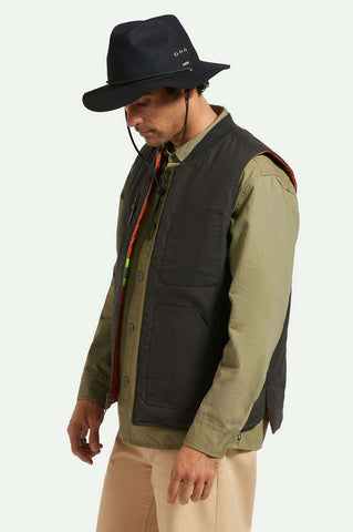 BRIXTON Wesley Weather Guard Packable Fedora - Black/Black