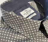 AK DEMIRE AK-553 L/S Geo Print Shirt - Green/Stone