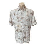 JAMES HARPER JHS714 S/S Floral Print Linen Blend Shirt - Natural