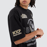 NENA AND PASADENA Collingwood Magpies AFL Mega Loopback Tee - Jet Black