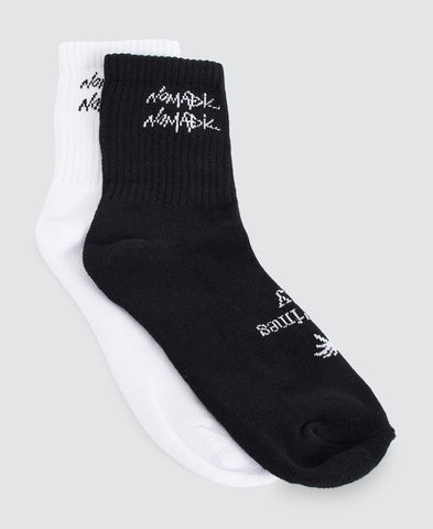 NOMADIC PARADISE Goodie 2 Pack Socks - Black & White