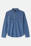 BRIXTON Waylon Lightweight Overshirt - Med Wash Chambray