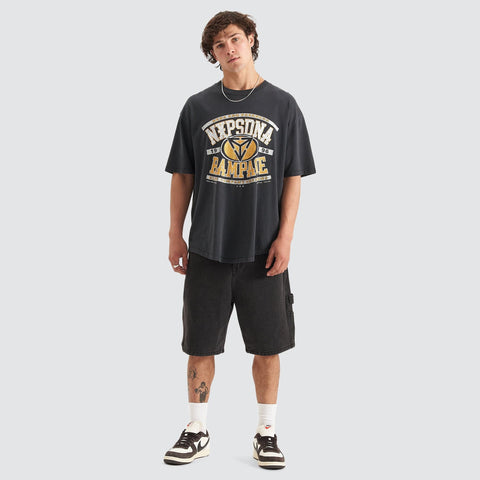 NENA AND PASADENA Rampage Heavy Box Fit Scoop T-Shirt - Pigment Black