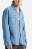 BRIXTON Waylon Lightweight Overshirt - Med Wash Chambray