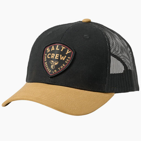 SALTY CREW Rotor Retro Trucker Cap - Black/Tan