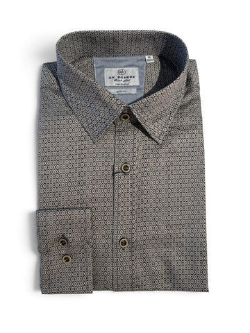 AK DEMIRE AK-611 L/S Print Shirt - Navy