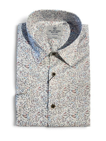 AK DEMIRE AK-599 S/S Print Shirt - Light Blue