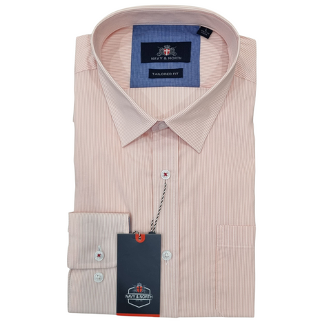 NAVY & NORTH N2522 Long Sleeve Woven Shirt - Mandarin
