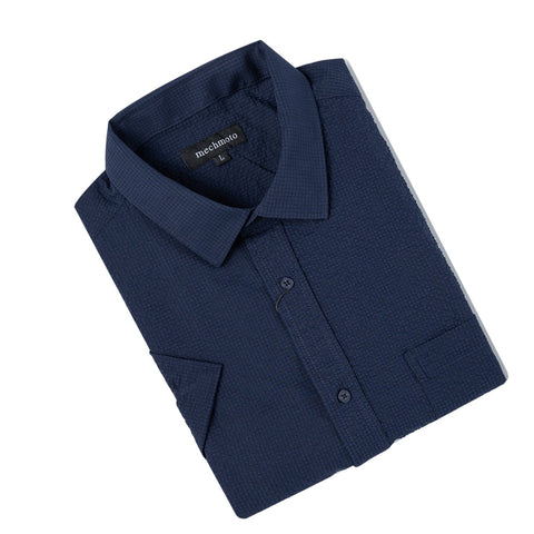 MECHMOTO 2502SS125B Textured S/S Shirt - Navy