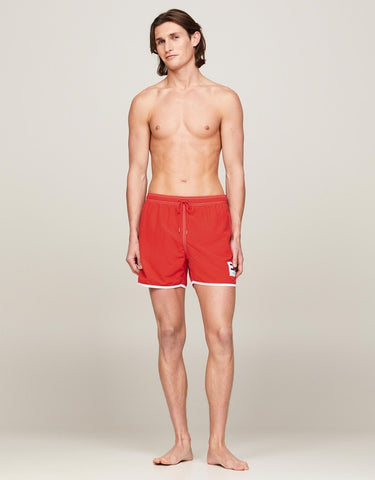 TOMMY HILFIGER UM0UM03149_XM9 Contrast Mid Length Slim Swim Shorts - Hot Heat