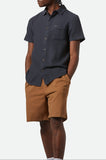 BRIXTON Charter Organic Cotton Linen Blend Shirt - Washed Black