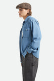 BRIXTON Waylon Lightweight Overshirt - Med Wash Chambray