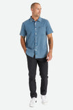 BRIXTON CHARTER OXFORD S/S WOVEN SHIRT - Indie Teal Sun Wash
