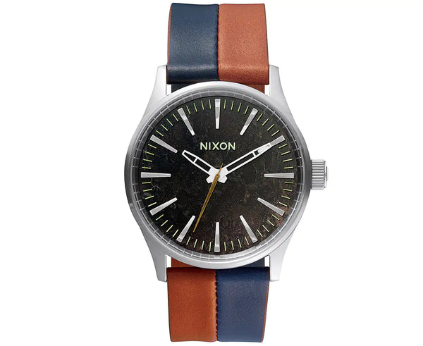 Nixon 38mm Sentry Leather Watch - Dark Copper/Navy Saddle – E-Male 