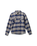 BRIXTON Bowery Long Sleeve Flannel Shirt - Pacific Blue/White Cap/Black