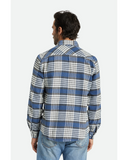 BRIXTON Bowery Long Sleeve Flannel Shirt - Pacific Blue/White Cap/Black