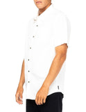 RUSTY Overtone Short Sleeve Linen Shirt - White