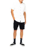 RUSTY Overtone Short Sleeve Linen Shirt - White