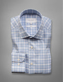 Hardy Amies 356SF Classic Light Blue Check LS Business Shirt