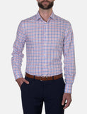 Hardy Amies 359SF Coral Check LS Business Shirt