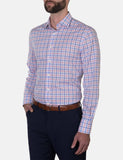 Hardy Amies 359SF Coral Check LS Business Shirt