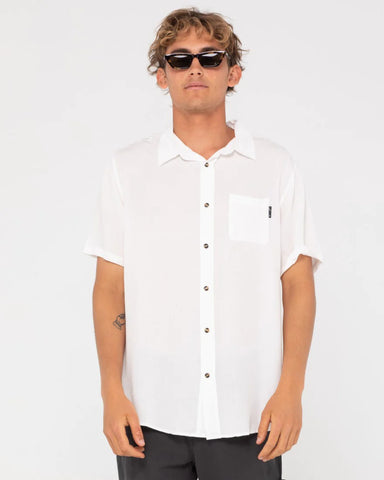 RUSTY Razor Blade Short Sleeve Rayon Shirt - White