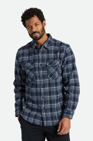 BRIXTON Bowery Heavy Weight LS Flannel - Navy/Grey