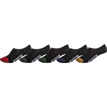 GLOBE Dip Invisible 5 Pack Socks - Black/Assorted