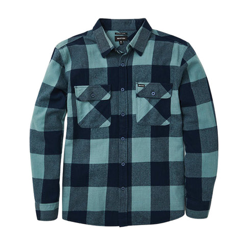 BRIXTON BOWERY LIGHT WEIGHT L/S FLANNEL SHIRT - Washed Navy/Ocean