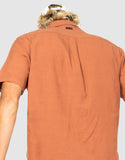 RUSTY Overtone Short Sleeve Linen Shirt - Bombay Brown