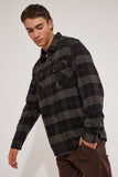 BRIXTON Bowery Long Sleeve Flannel Shirt - Black Charcoal
